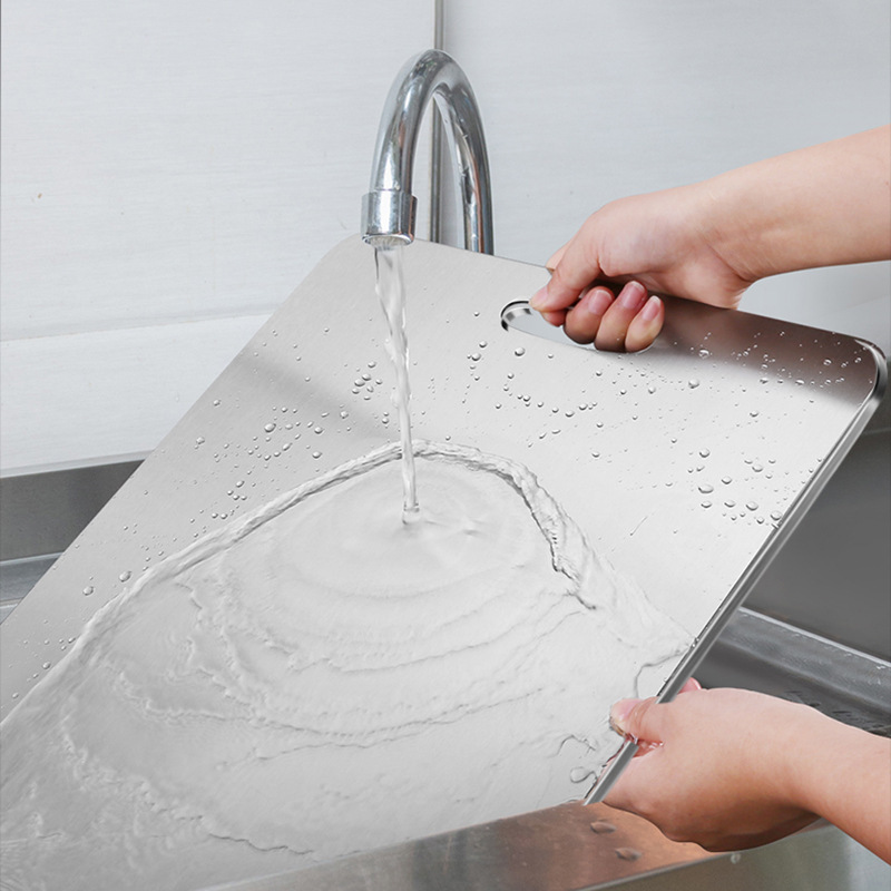 Thickened 304 stainless steel cutting board household double-sided vegetable cutting board kitchen multi-functional mildew-proof fruit kneading cutting board