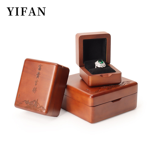 High-end necklace earring ring portable accessory box wooden box exquisite jewelry box wooden storage wholesale packaging box