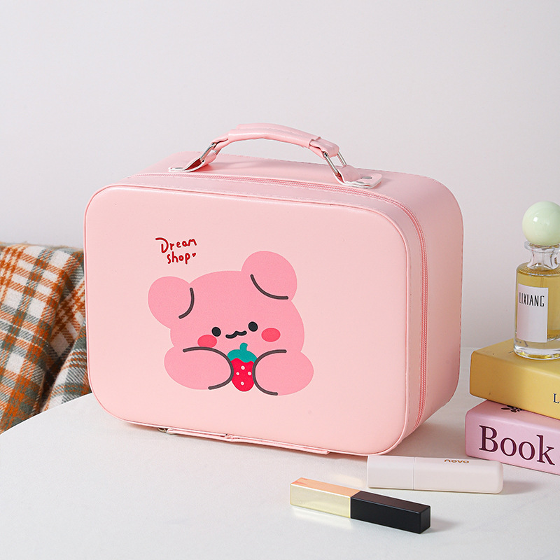 Nueva caja de maquillaje de dibujos animados de alto valor, bolsa de maquillaje portátil de viaje, bolsa de maquillaje portátil de regalo, bolsa de almacenamiento de regalo encantadora