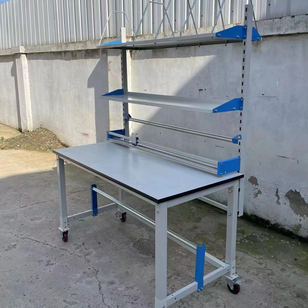 商用打包台包装台裁膜台气泡膜裁剪不锈钢面快递封箱防静电工作台