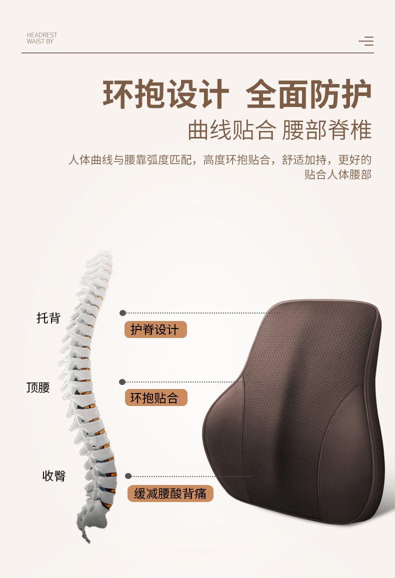 Carefully Selected Car Headrest, Car Neck Pillow, Seat Lumbar Support Pillow, Memory Foam, Universal for All Seasons, Car Bee Headrest