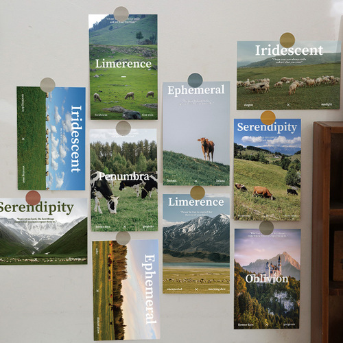 10 Pastoral Song Landscape Art Postcards, Simple Ins Style Handmade Material Birthday Greeting Cards
