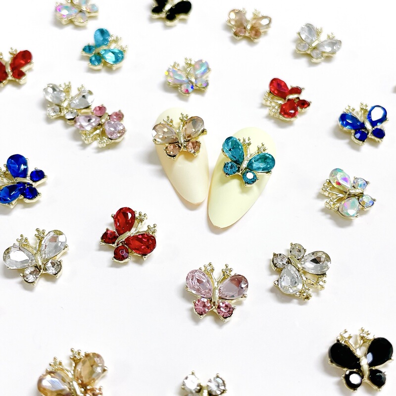 New alloy flash diamond butterfly nail art jewelry Korean high-end Joker nail art decorations nail art patch wholesale New alloy flash diamond butterfly nail art jewelry Korean high-end Joker nail art decorations nail art patch wholesale