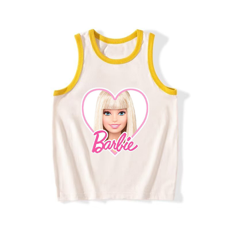 Hot Selling Barbie Cartoon Pattern Print Children's Clothing for Big Kids Tank Top Fashion Cross-border Fast Commerce