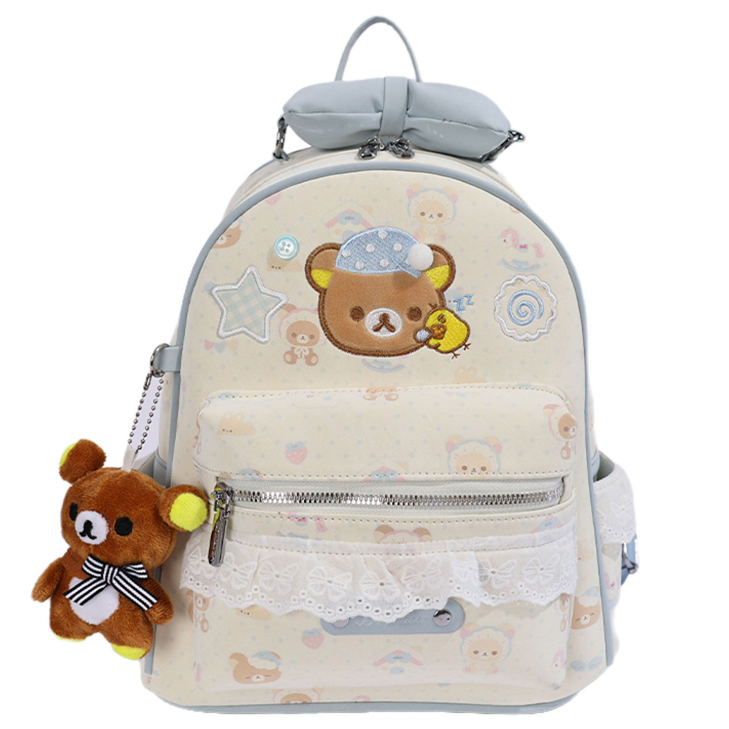 Cute mochila de encaje, viento de encaje, osos, estudiantes, mujeres universales, 2026 mochila coreana de gran capacidad, nueva caricatura