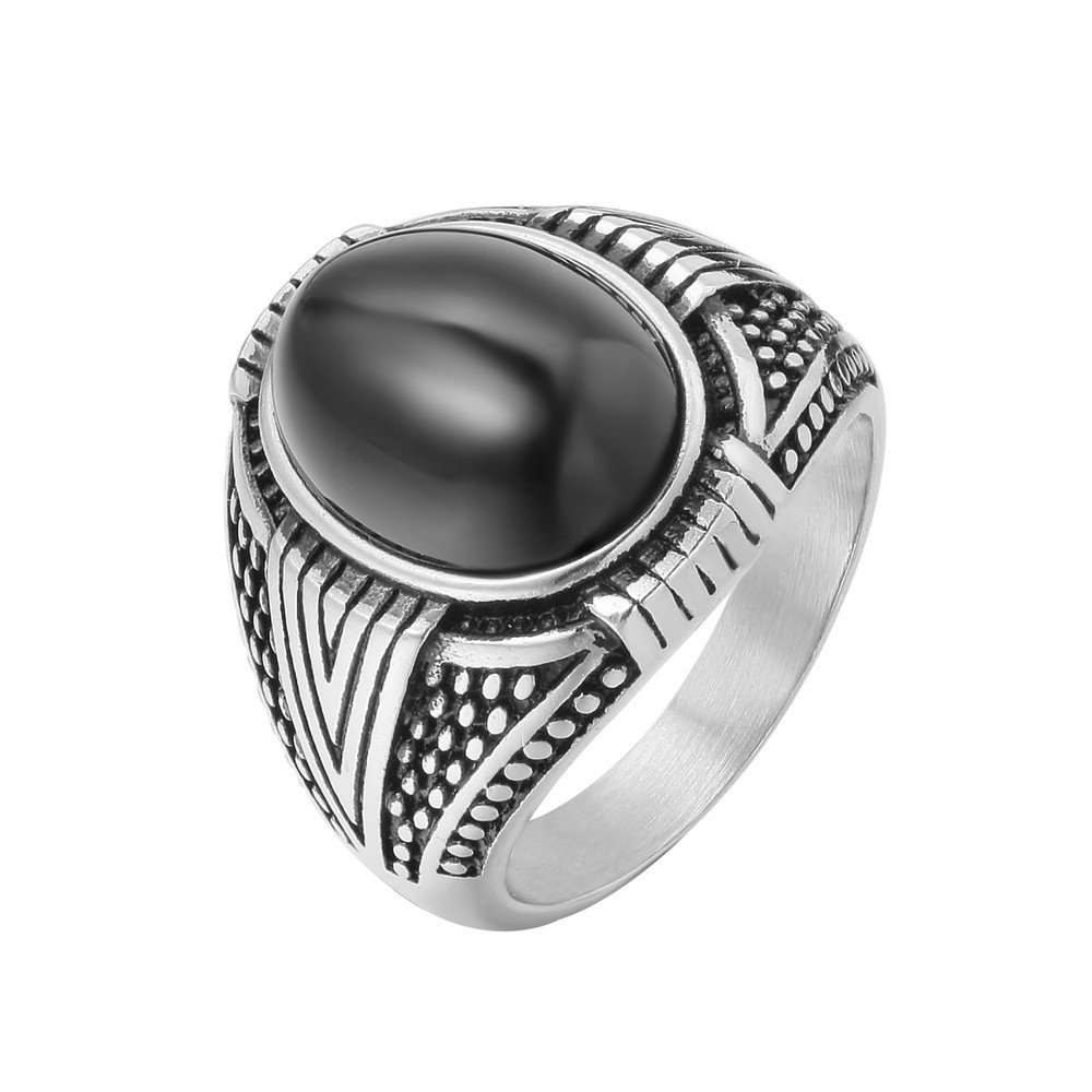 20g Weight Gem Inlay Material Rings Classification 12, 7, 8 Ring Size 1 Piece Quantity Daily, Party Occasion Titanium Steel Material Geometric Pattern Men's Gender Retro, Vintage Style Style Men's Retro Vintage Style Rings Geometric Titanium Steel Gem Men Signet Rings 无