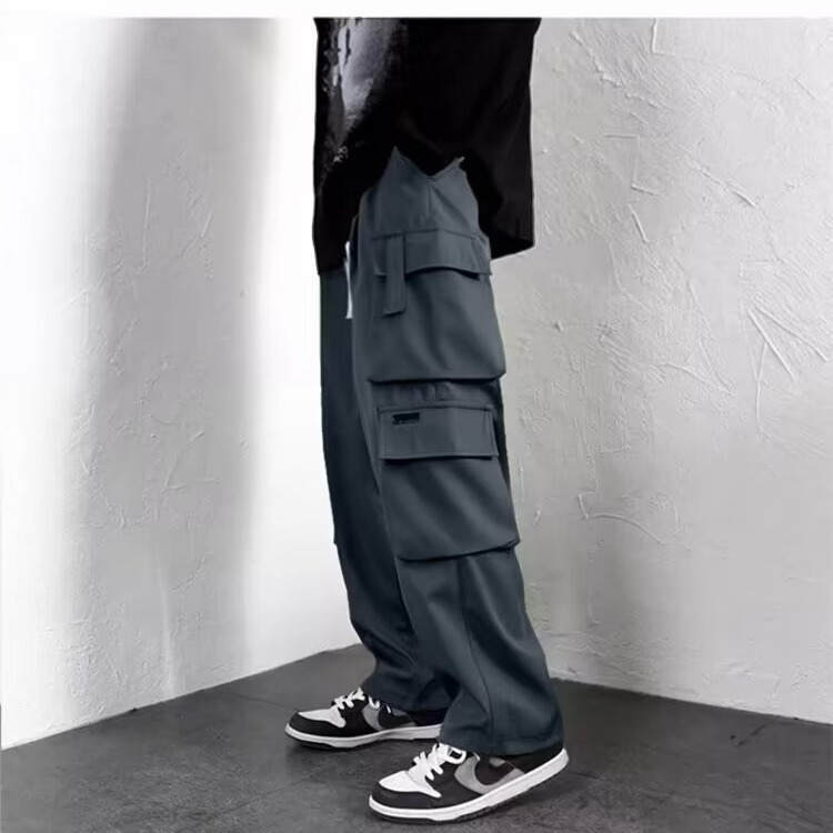 ファットオーバーオールメンズ春秋トレンディワイドレッグカジュアルパンツユースストレートプラスファットプラスサイズルーズパンツ