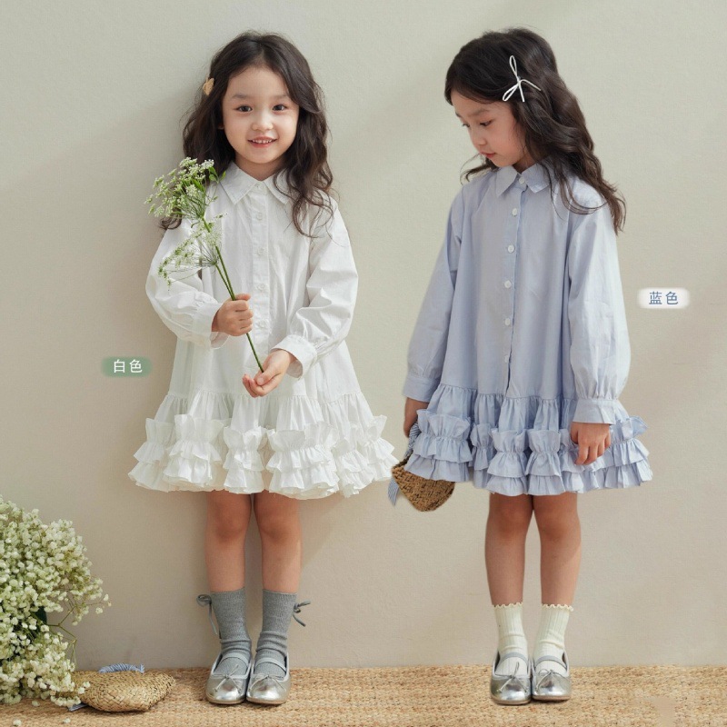 Children's Dress 26 Spring New Style Girls' Long-Sleeved Dress Baby Cotton Dress Princess Dress Children's Clothing Fashionable Clothes
