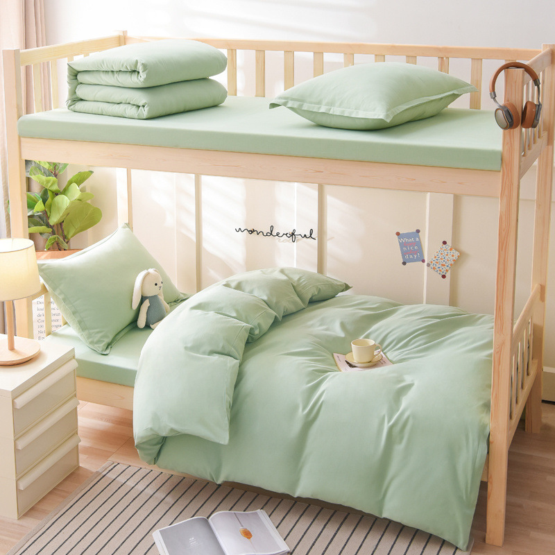 Juego de algodón cepillado de tres piezas Juego de algodón de cuatro piezas Ropa de cama para dormitorio de estudiantes 0.9m Ropa de cama individual Ropa de cama Funda de edredón