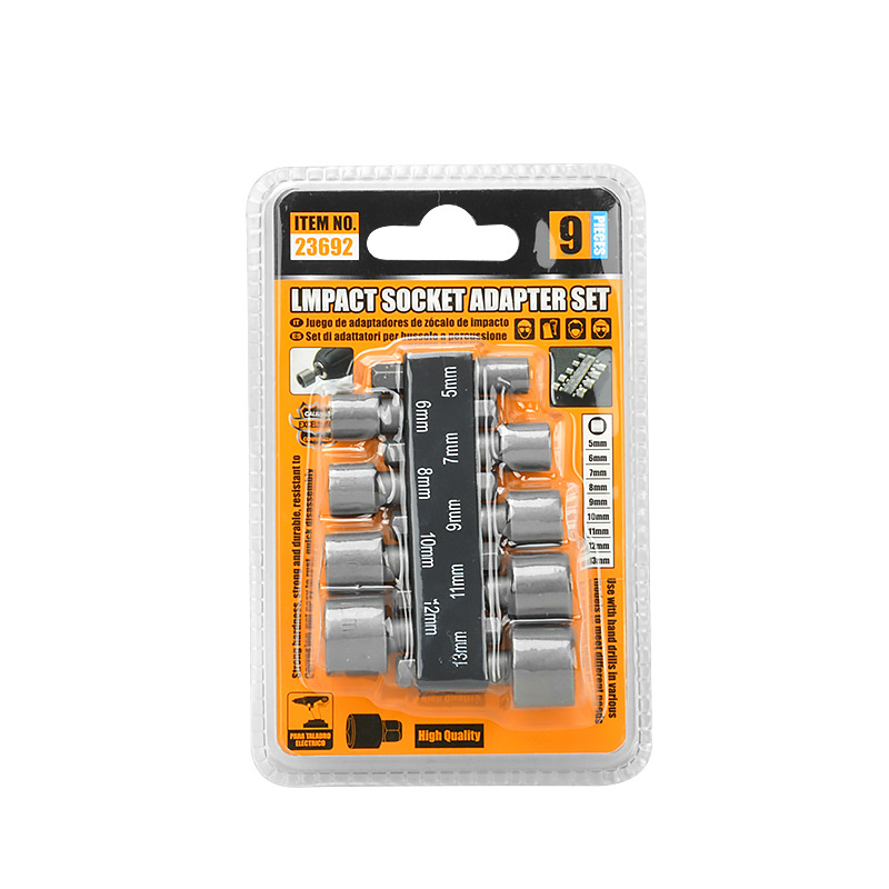 Juego de Dados Hexagonales 9/14 Piezas 6.35 mm de Acero al Cromo Vanadio Antióxido para Taladro Eléctrico