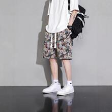 M 40036 Floral Print Beach Cargo Shorts ��ӡ��ɳ̲��ֿ��¿�