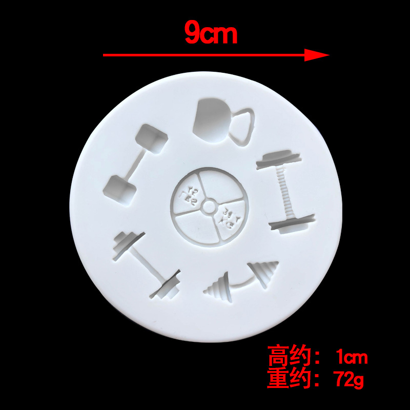 DIY equipo de fitness Barbell hierro pastel tiro poner forma fondant silicona molde chocolate pastel decoración hornear