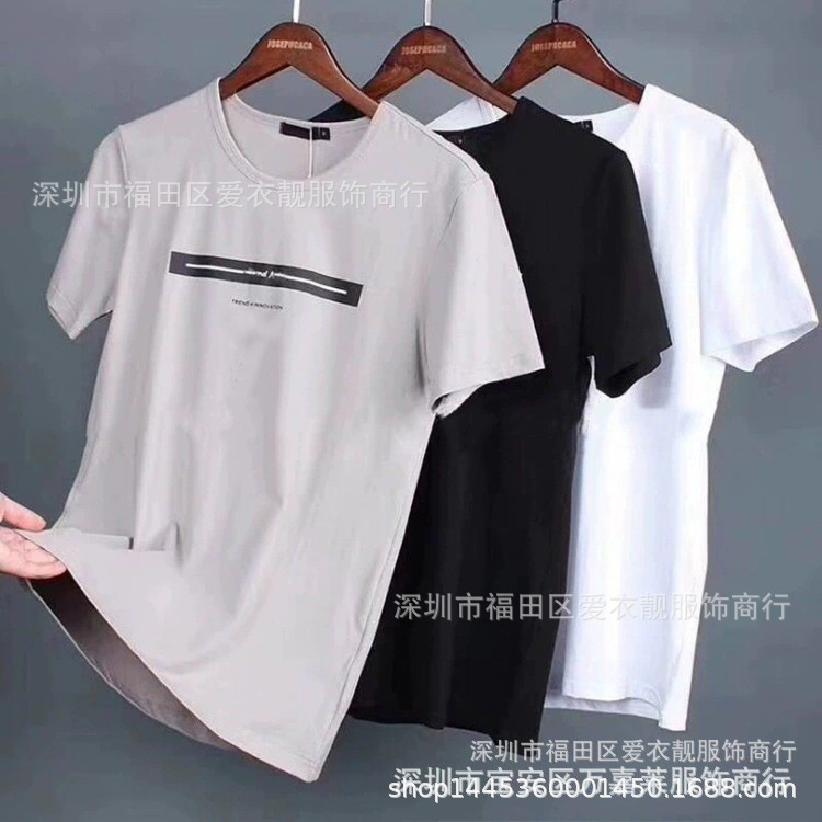 Camiseta de manga corta para hombre, ropa de mercado nocturno, camiseta para hombre, excedente de exportación, camiseta holgada para hombre, que absorbe la humedad, marca de moda, ajuste holgado.