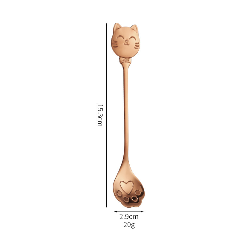 クロスボーダー新しいステンレス鋼猫スプーンクリエイティブ猫の爪コーヒー撹拌スプーンかわいい猫ロングハンドルデザートスプーンアイスクリームスプーン|undefined