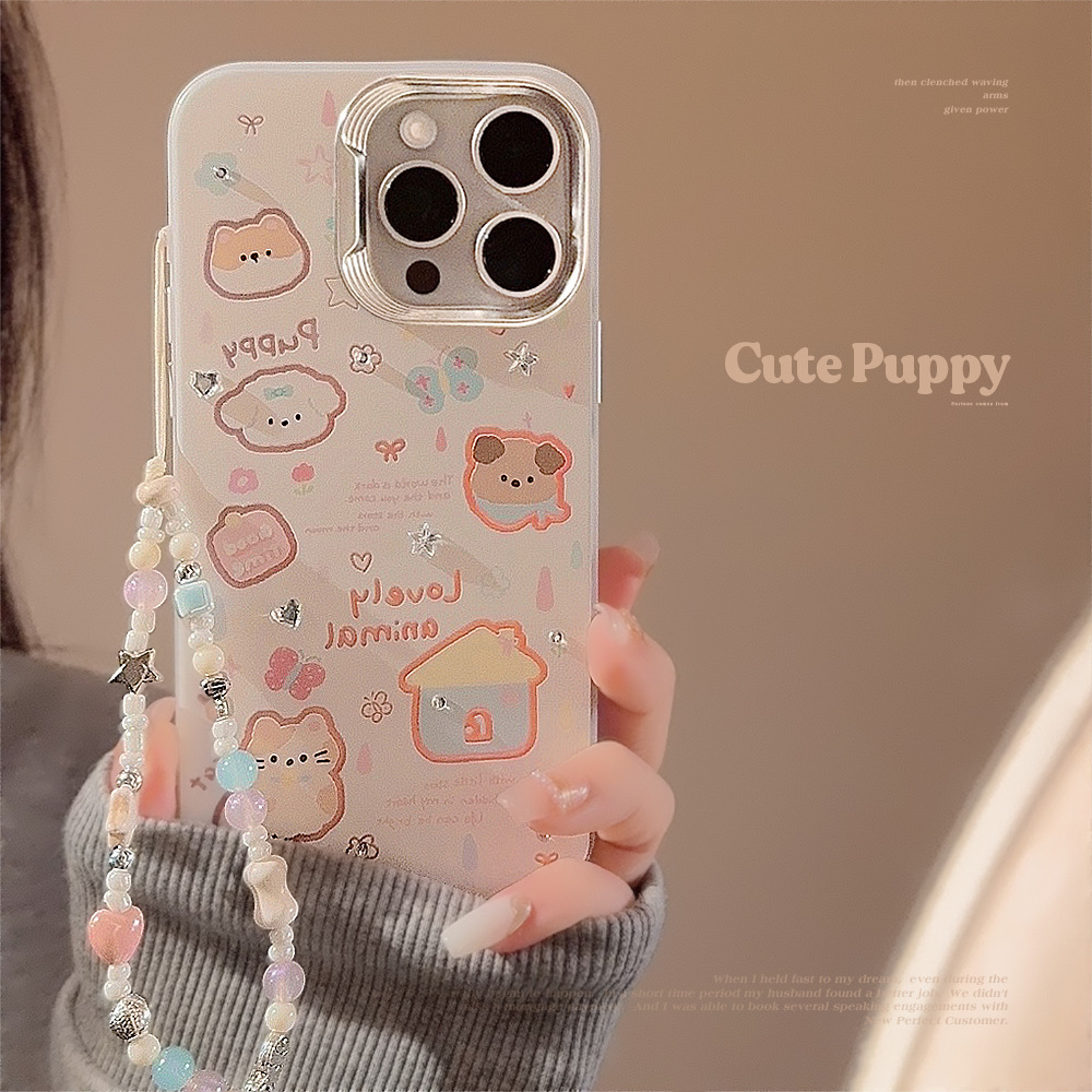 Cachorro de dibujos animados gatito familia para iPhone14 funda para teléfono móvil 15ProMax Apple 13 hembra 12 cadena 14PM