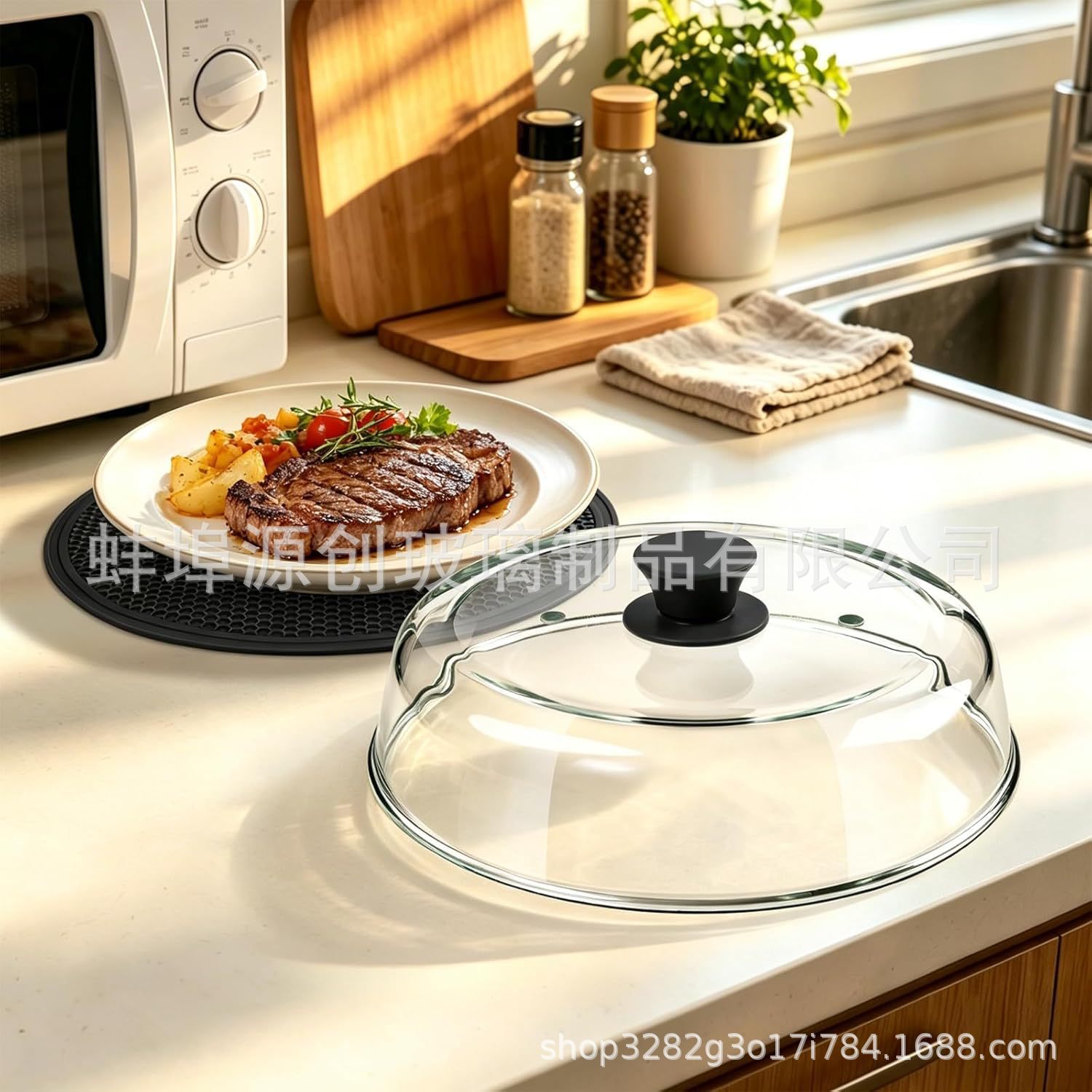 Customized Round Microwave Splash-Proof Cover, High Borosilicate Glass Lid, Microwave Steamer Cover, Household Preservation Cover, Anti-Scalding