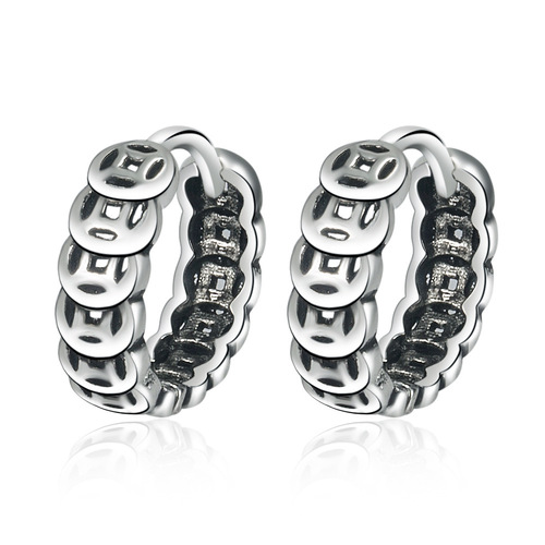 Kuaishou national trend Chinese style good luck coins copper coin earrings fashion earrings earrings retro ethnic style design