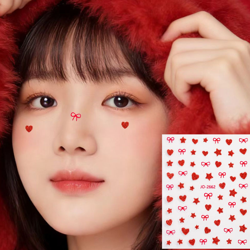Valentine's Day Red Face Stickers with Glitter Hearts and Butterflies for Girls, Adhesive Stickers, Popular on Xiaohongshu, Nail Art Stickers, Makeup Stickers Valentine's Day Red Face Stickers with Glitter Hearts and Butterflies for Girls, Adhesive Stickers, Popular on Xiaohongshu, Nail Art Stickers, Makeup Stickers