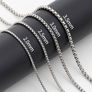 Chain Stainless Steel Fang Pearl Chain Men's Necklace Tide Hip -Hop Titanium Steel Jacking Access and Chain Cross -Border Circle