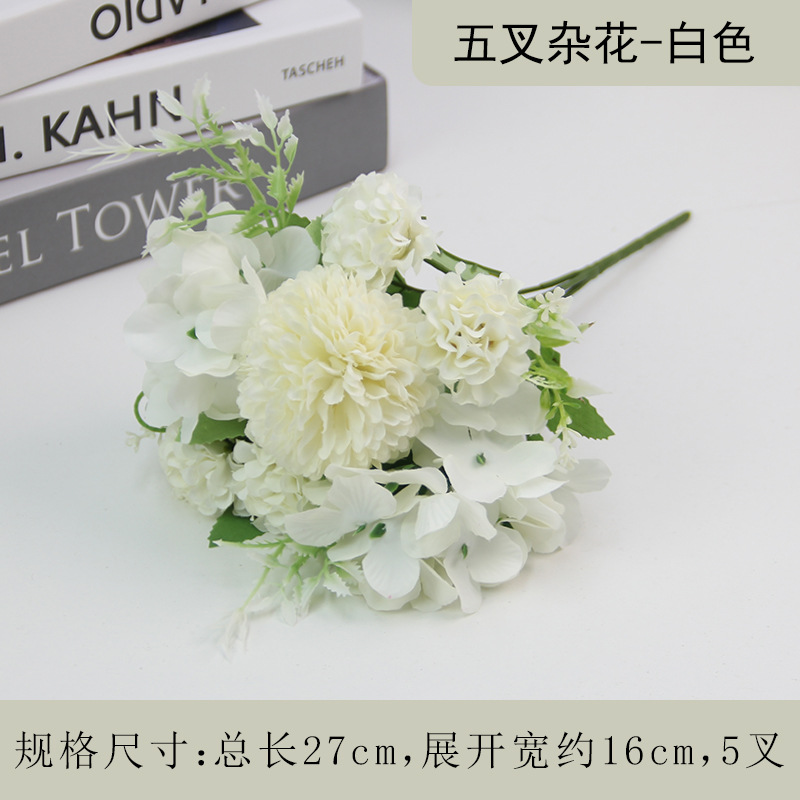 Light gray 5-fork mixed flower white