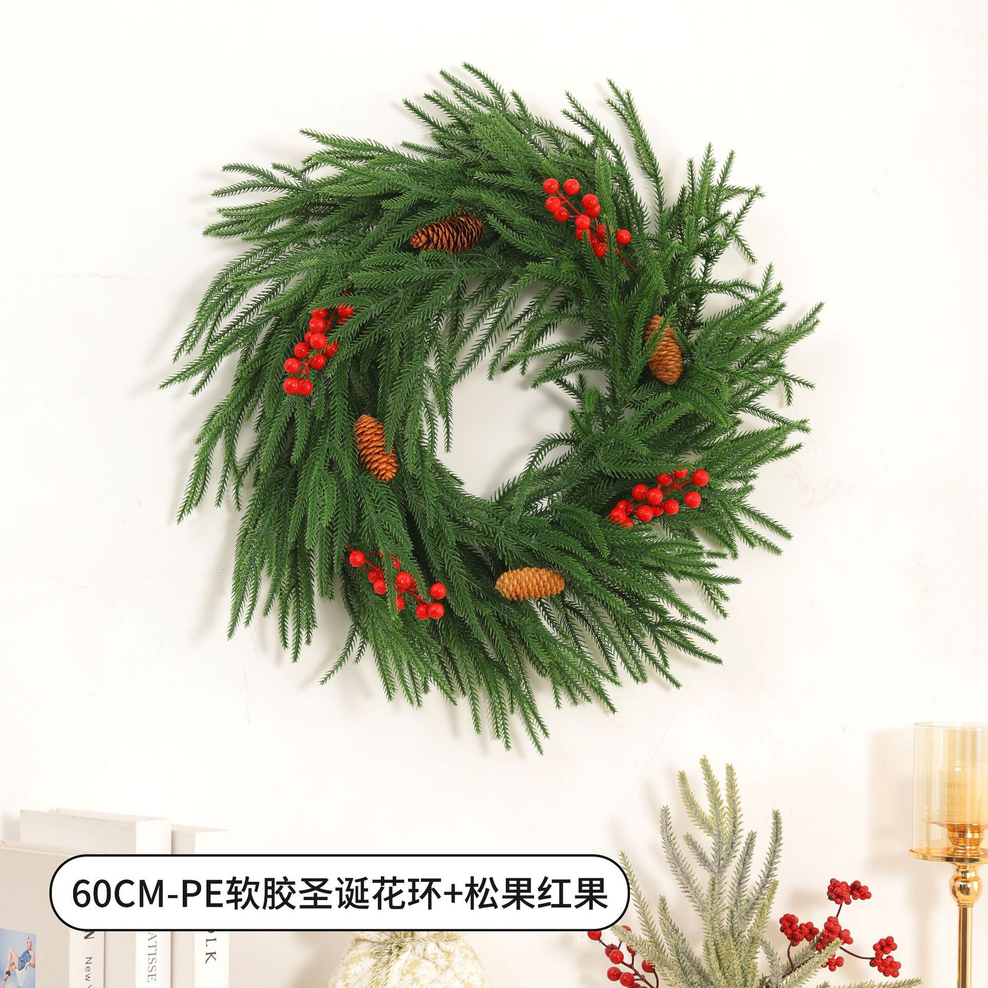 30/40/45/50/60CM centro comercial ventana del hotel Navidad Círculo Guirnalda DE LA ROTA De La guirnalda de Navidad transfronteriza