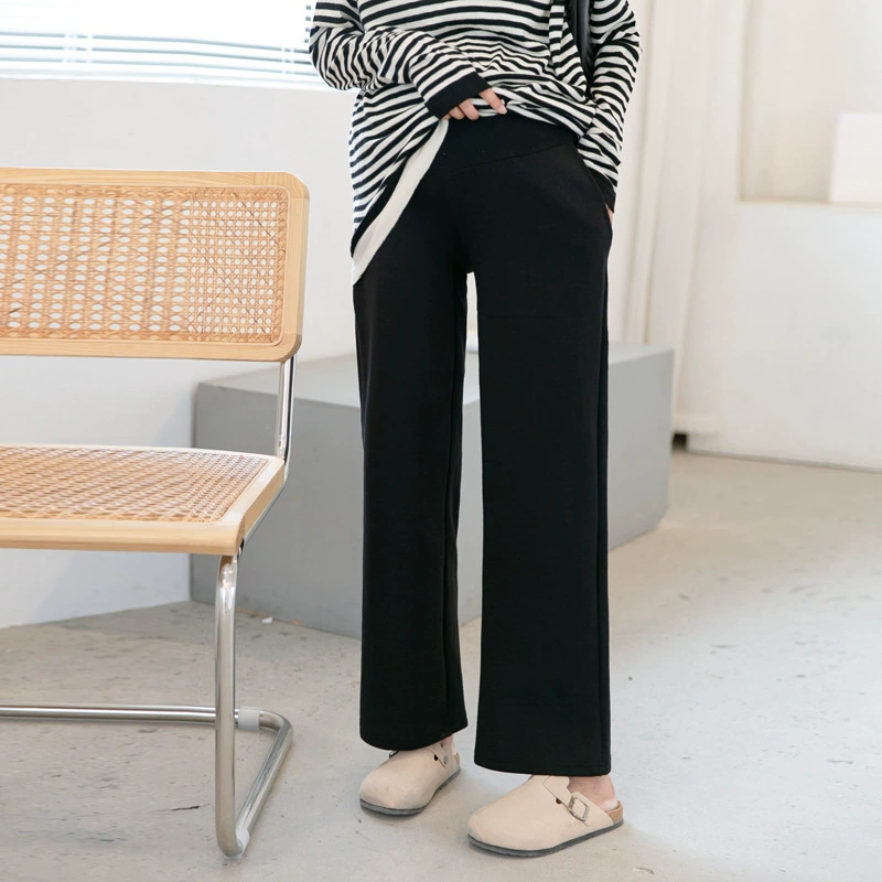 Осенне-зимняя новая мода для беременных прямые брюки для похудения Брюки брюшные широкие прямые брюки из ткани с воздушным слоем