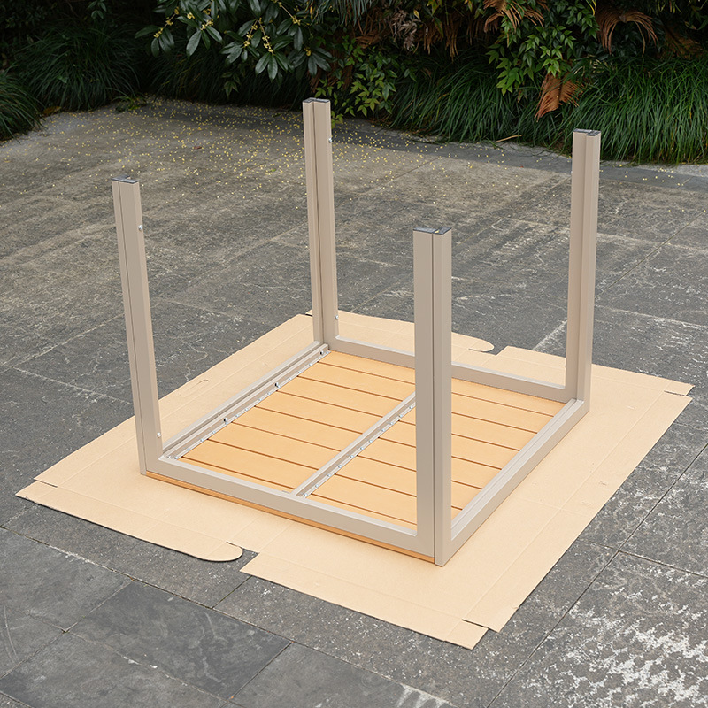 silla de madera de plástico combinada al aire libre balcón impermeable anticorrosión silla de respaldo café al aire libre mesa de té de leche image 10