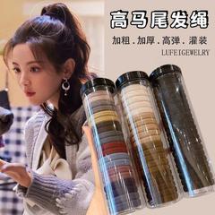 女性用ヘアゴムバンド、女の子用ヘアゴムバンド、高弾性で耐久性のあるヘアロープ、レザーカバー、ゴムリング、黒いヘアゴム