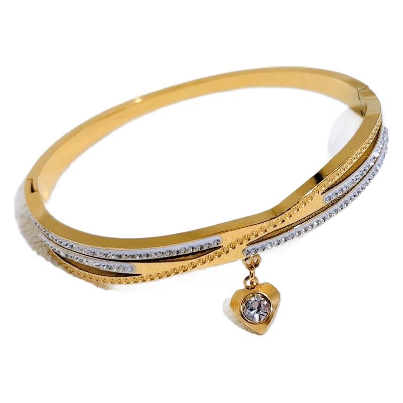 Nuevo estilo transfronterizo pulsera de diamantes de moda de acero de titanio pulsera al por mayor temperamento de lujo ligero femenino sentido de alto nivel estilo nicho