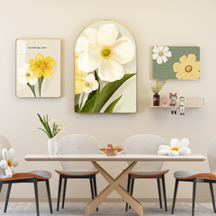 Cream Wind Restaurant Decor Painting Nordic Sofa Background Wall Hanging Art Simple Living Room Wall Decor Iron Art Combination Painting