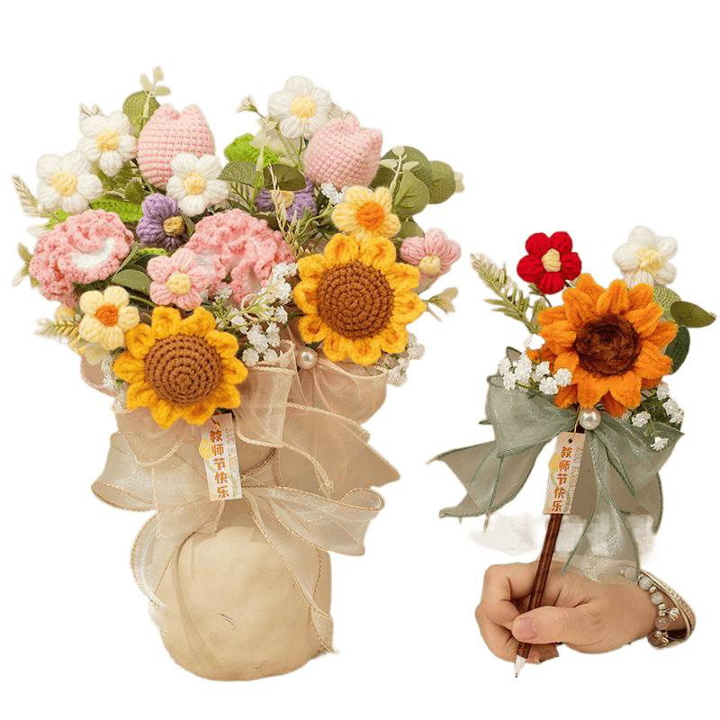 Mayorista Día del Maestro 2024 nueva maestra práctica girasol eterno ramo de flores pluma jardín de infantes pequeño