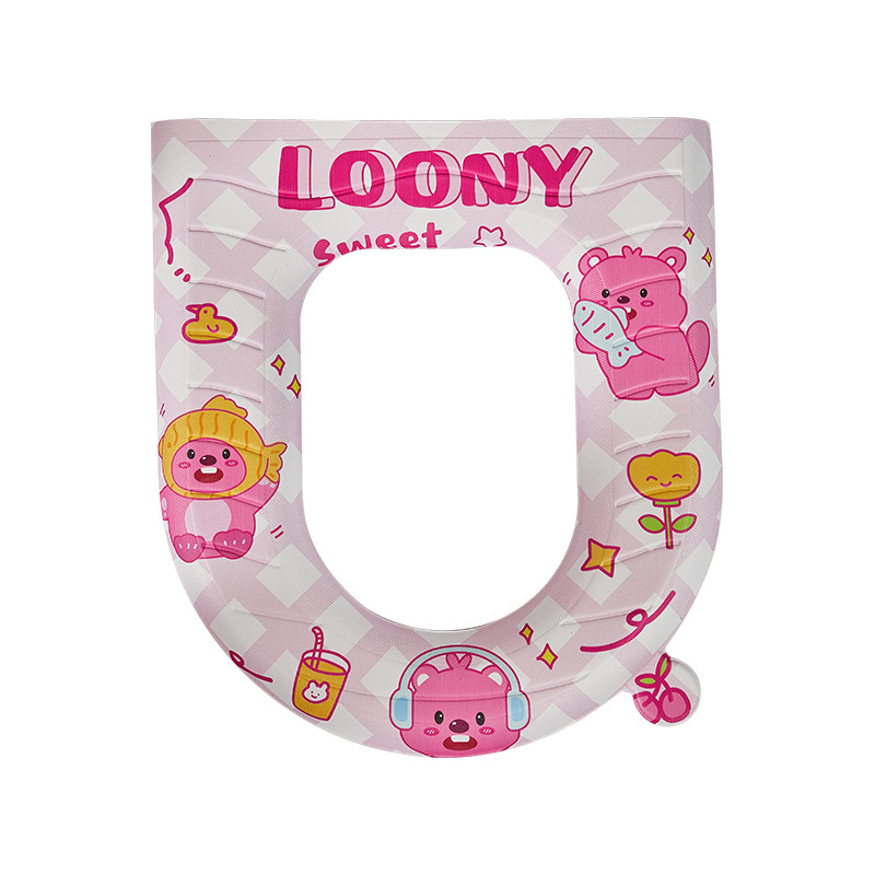 Eva cojín de inodoro encantador castor lavable impresión cojín de inodoro doméstico para la piel cuatro estaciones pegatinas de inodoro universal