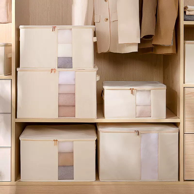 可视窗家用布艺衣物储物箱可折叠箱子衣柜收纳盒储物盒衣服整理箱