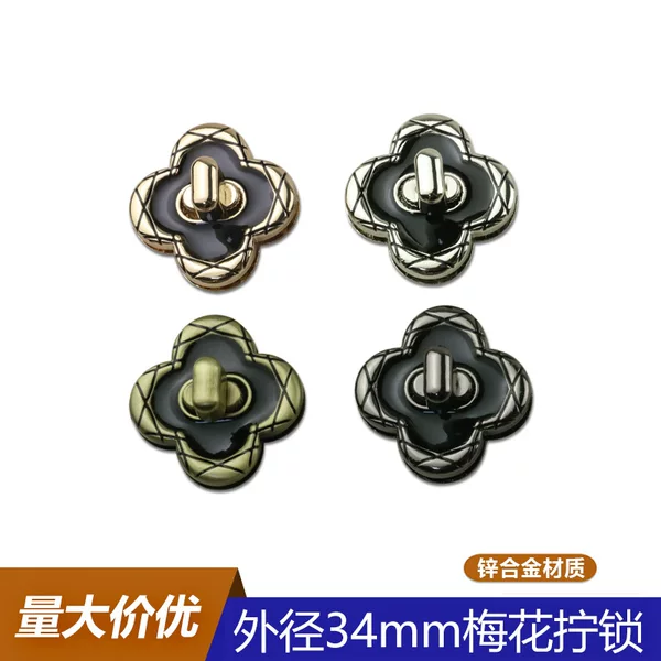 Outer Diameter 34mm Luggage Hardware Accessories Plum Blossom Twist Lock Zinc Alloy Bag Handbag Insert Lock Decorative Lock