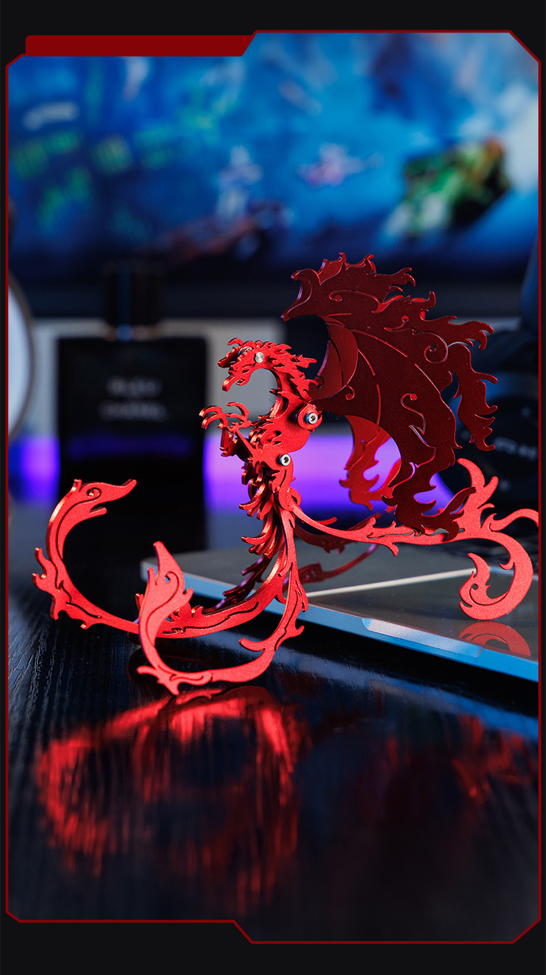 魔客彩色朱雀鳳凰四大神獸3D金屬拼圖模型玩具手辦外貿跨境專供|益智
