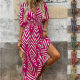 2024 Europe and America Cross-border Amazon Loose Women's Elegant Style Random Printing Tie-dye Large dress