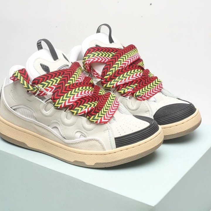 外贸跨境浪凡走秀款皮革拼接休闲鞋CURB潮流运动鞋男女板鞋面包鞋