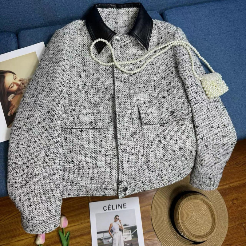 Vintage Contrast Color High-end Jacket Top Chanel Style Jacket Women's 2024 Spring and Autumn New Tweed Short Jacket for Women