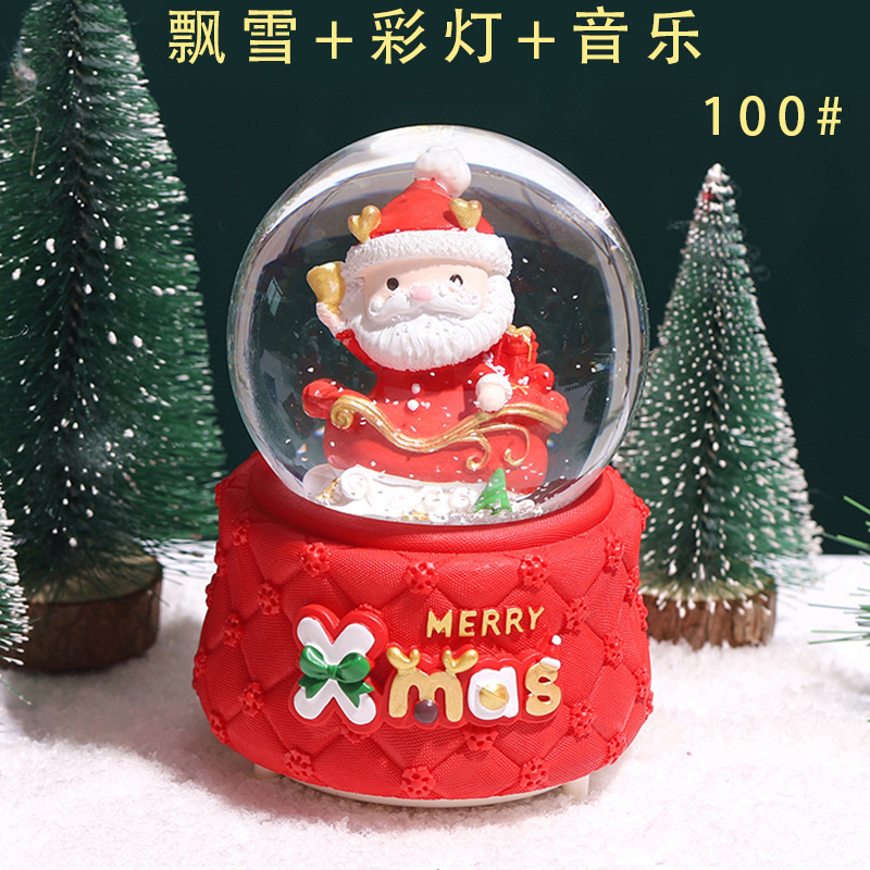 Pequeño libro rojo estilo caliente perro de orejas grandes bola de cristal caja de música nieve brillante niña dormitorio decoración de escritorio regalo