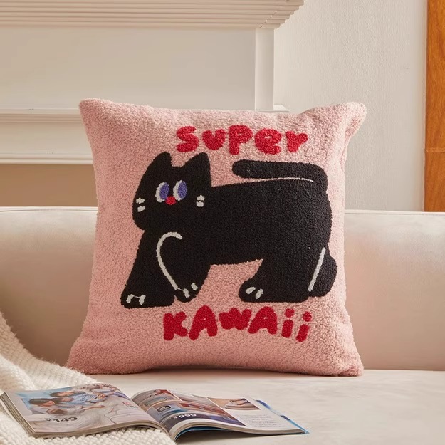 Custom bordado abraza almohada funda dibujos animados lindo dormitorio sala de estar sofá cama cojín ventana flotante almohada de cintura sin núcleo