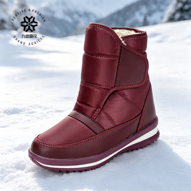Botas de nieve para hombre y mujer, forradas de lana y engrosadas para invierno, de suela plana, talla un número más pequeña, venta al por mayor y al por menor de grandes fábricas, forradas de lana para mayor calidez. image 2