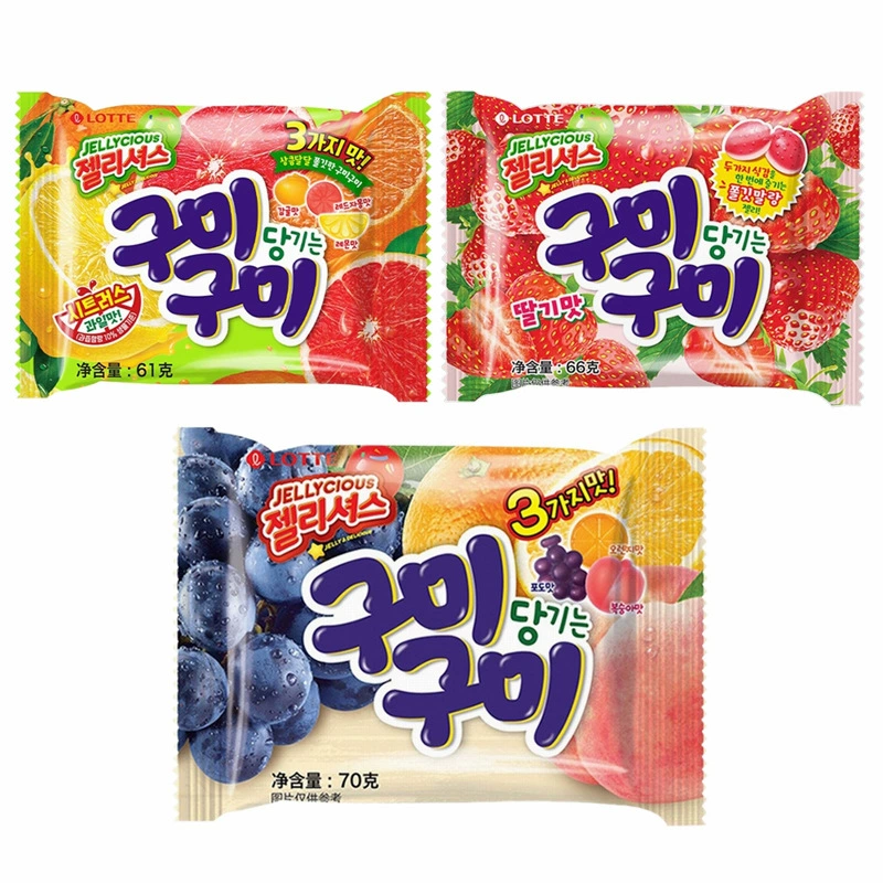 Южная Корея импортировала Lotte виноград апельсиновый персик три фруктовых аромата смешанная помадка 711 мини-маркет того же 70 г