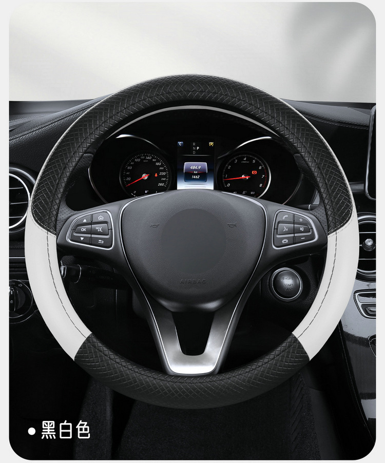 Amazon's Popular Double-Line Anti-Slip Breathable Sweat-Absorbent Steering Wheel Cover for All Seasons Leather Embossed Environmentally Friendly Car Handlebar Cover