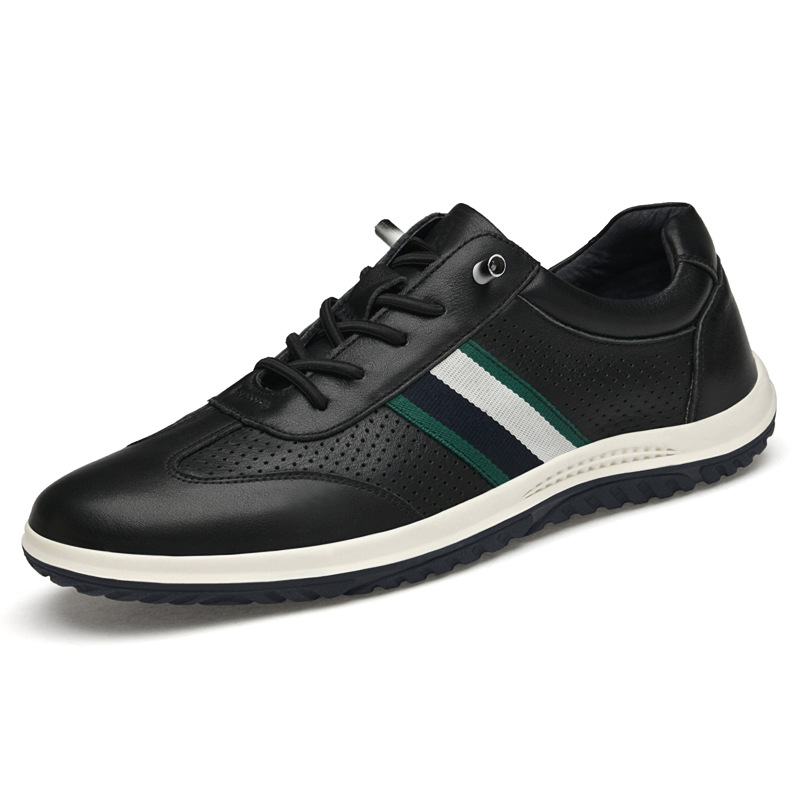 Herr löparskor i läder ventilerande mjuk sula casual sneakers_voghion.com