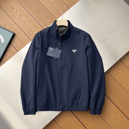 Cross-border high-end 26SS new PRA reversible stand-collar jacket, wrinkle-resistant, windproof, casual, and loose-fitting outerwear