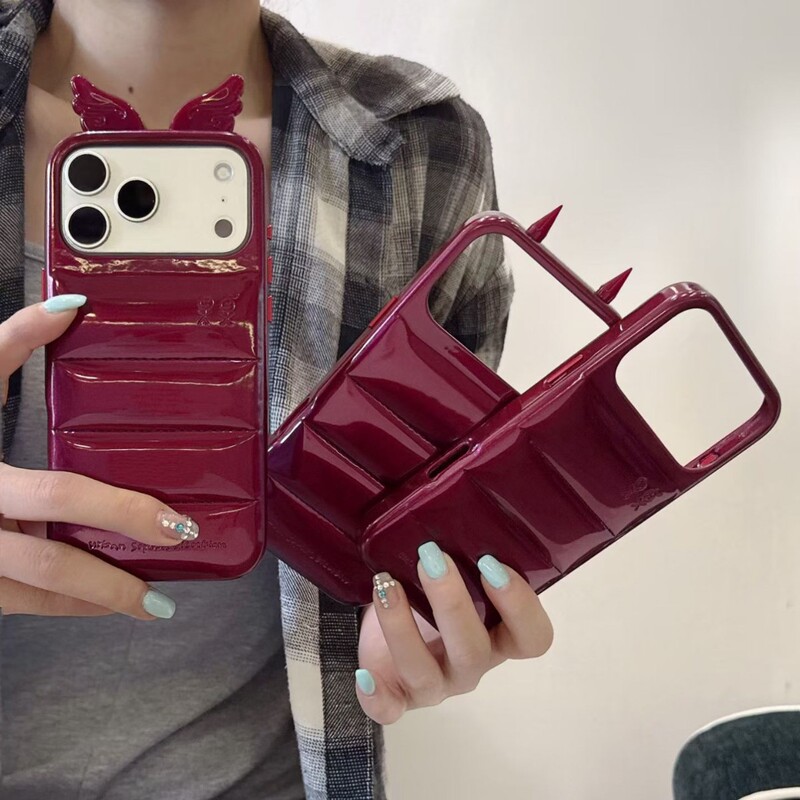 Korean Little Man Cherry Red Down Jacket iPhone 17 Apple 16 Compatible 14/15 Pro Max Phone Case 13