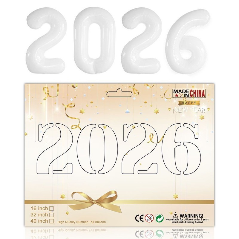 跨境40寸2026跨年数字铝膜气球卡纸新年套装跨年聚会装饰背景铝|undefined