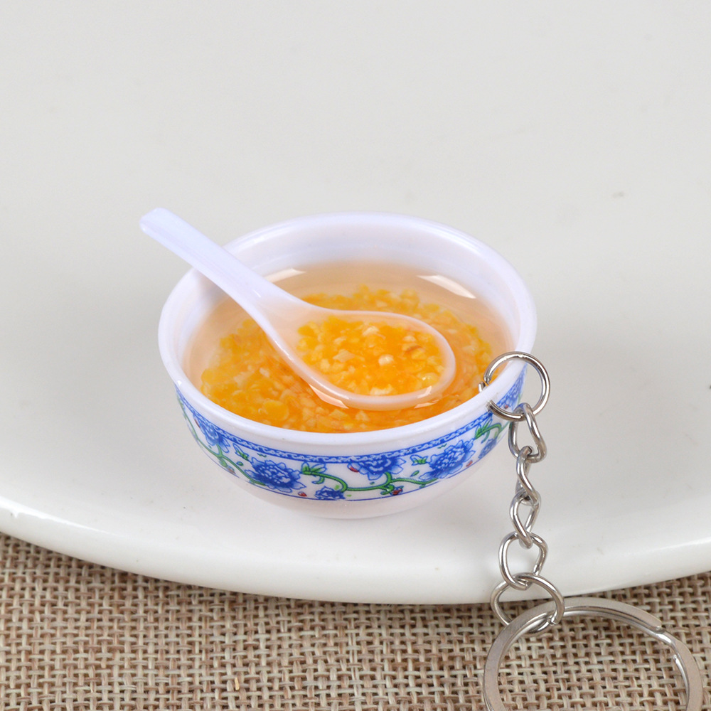 Mini cocina para niños comida y juego simulación pequeño tazón fideos llavero divertido simulación comida juguete regalo del estudiante