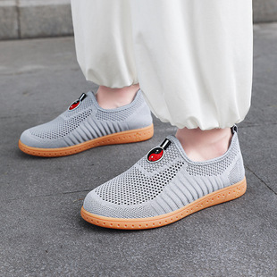 Slip-On Tai Chi Shoes for Martial Arts Training, Unisex Professional Cowhide Sole Taoist Shoes