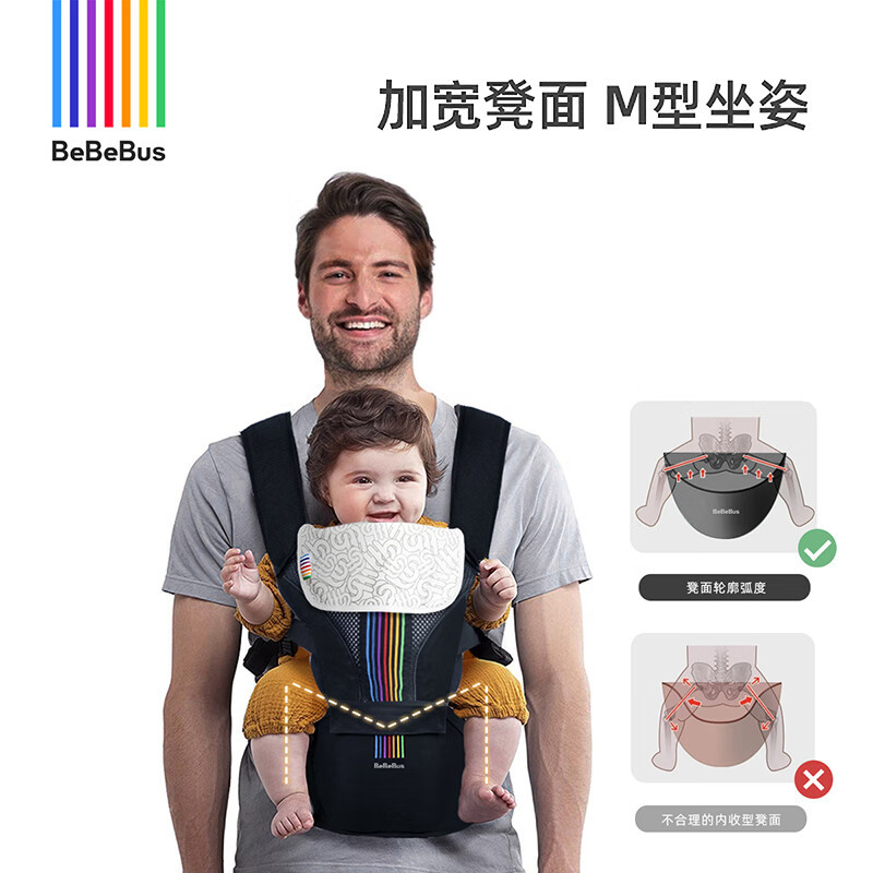BeBeBus Baby Waist Strap, Portable and Breathable, Front and Rear Dual Use Baby Carrier, Universal Children's Baby Sling